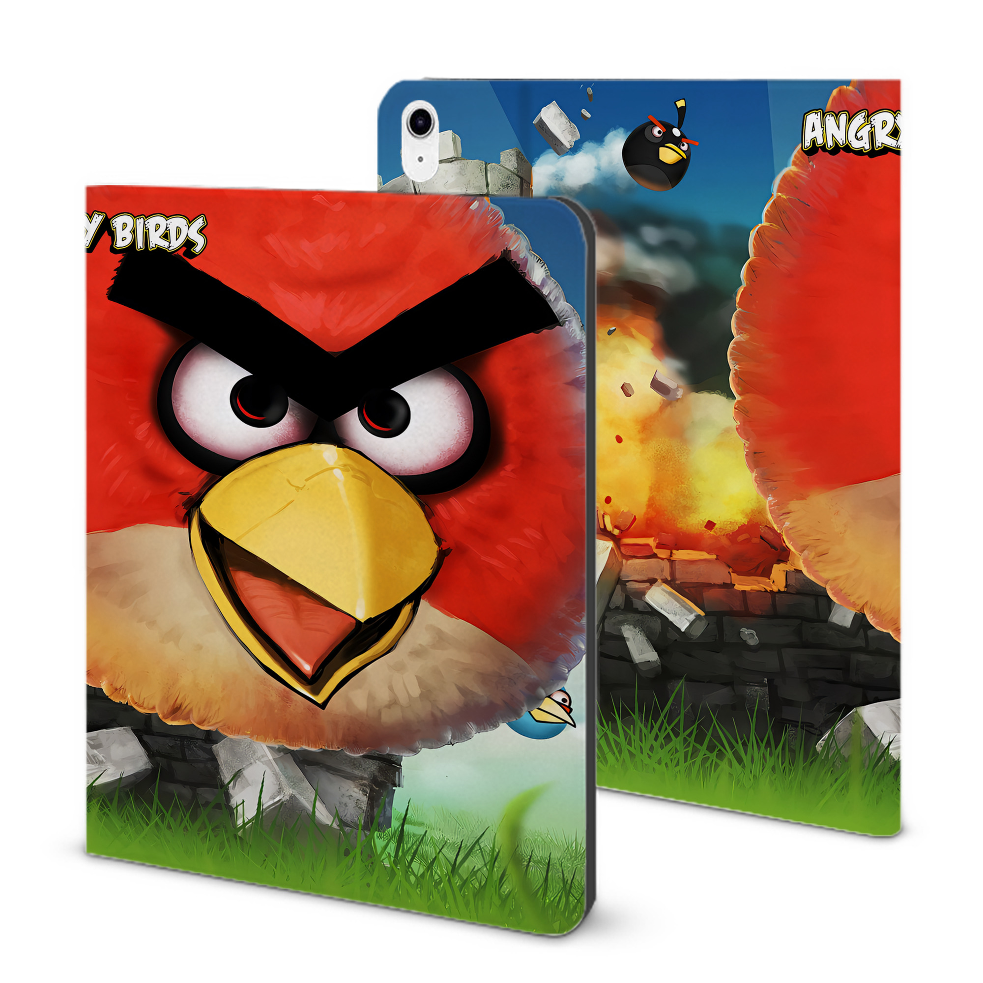 （画像用） Angry Birds アングリーバード IPad ケース ブック型 PUレザー TPU 耐衝撃 軽量 薄型 ペン収納なし 全面保護 IPad 各モデル対応